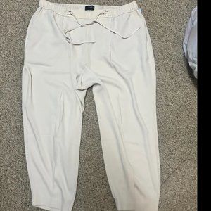 EXPRESS PULL ON PANTS TIE FRONT VANILLA BEIGE CREAM TAPERED HIGH RISE PANTS XL